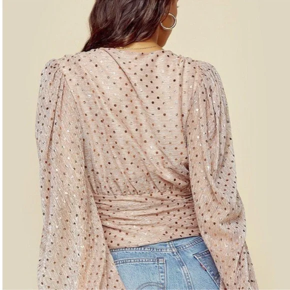 For Love and Lemons La Villette Blouse in Champagne Size XS - Picture 4 of 16